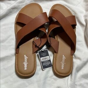 west loop Tan Crisscross Slide Sandals size 9/10 (L)